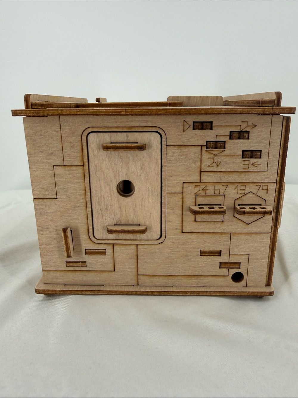 Wooden Puzzle Box Game Console Accessory - Natural Wood